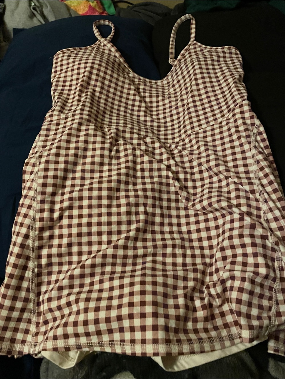 Target Burgundy and White Gingham One-Piece Swimsuit